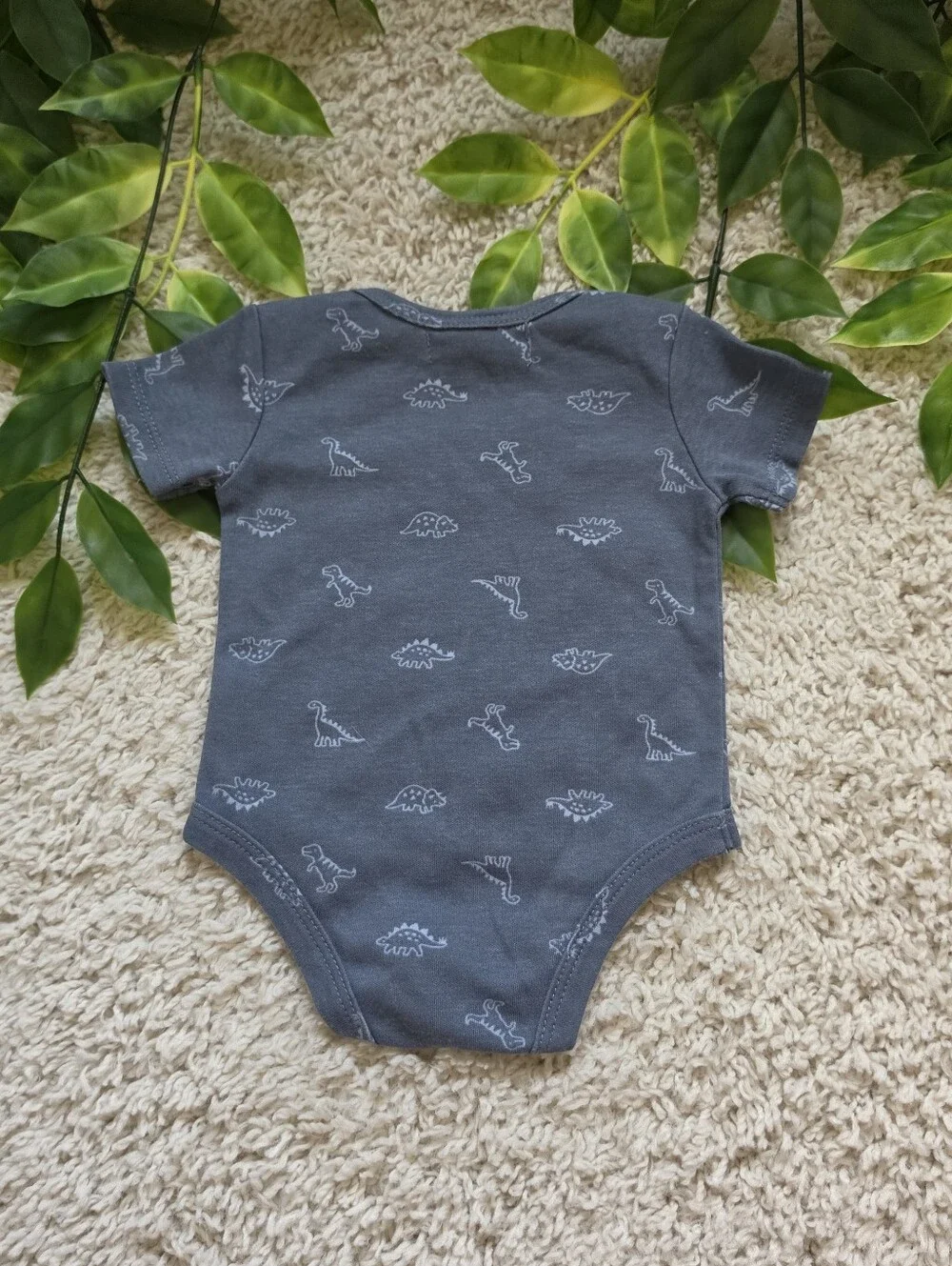 Baby Boy Two Toned Blue Dinosaur Onesie (0-3 Months)